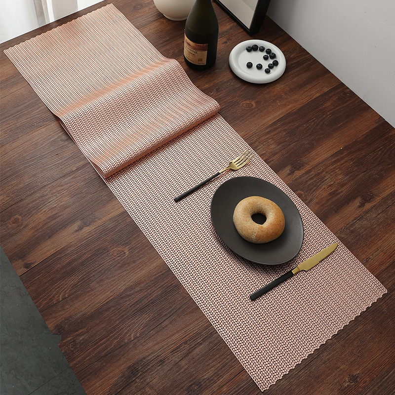 pvc table flag placemats, cross-border e-commerce Amazon bestsellers, restaurant heat insulation table MATS, wheat ear hollowed-out gold-embossed long towels details Picture