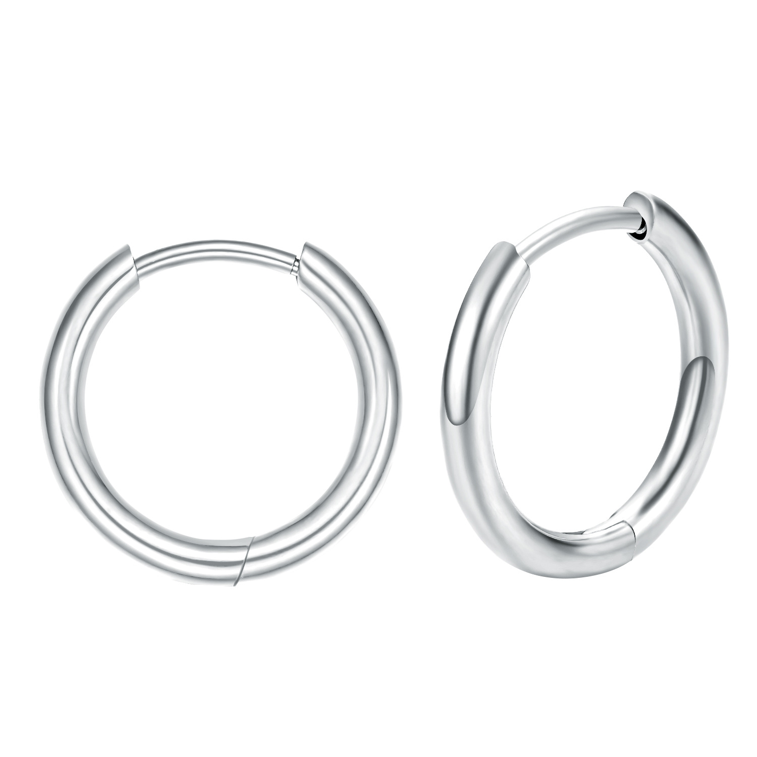 Round-line earrings with titanium steel ear loops are simple and versatile. The same thickness coil ear loops for both men and women are selling well across borders