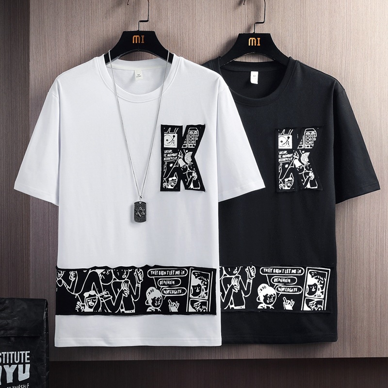 Pure cotton short-sleeved T-shirt for men's summer trend brand, thin and loose half-sleeved top garment, summer trendy men's T-shirt Specification image