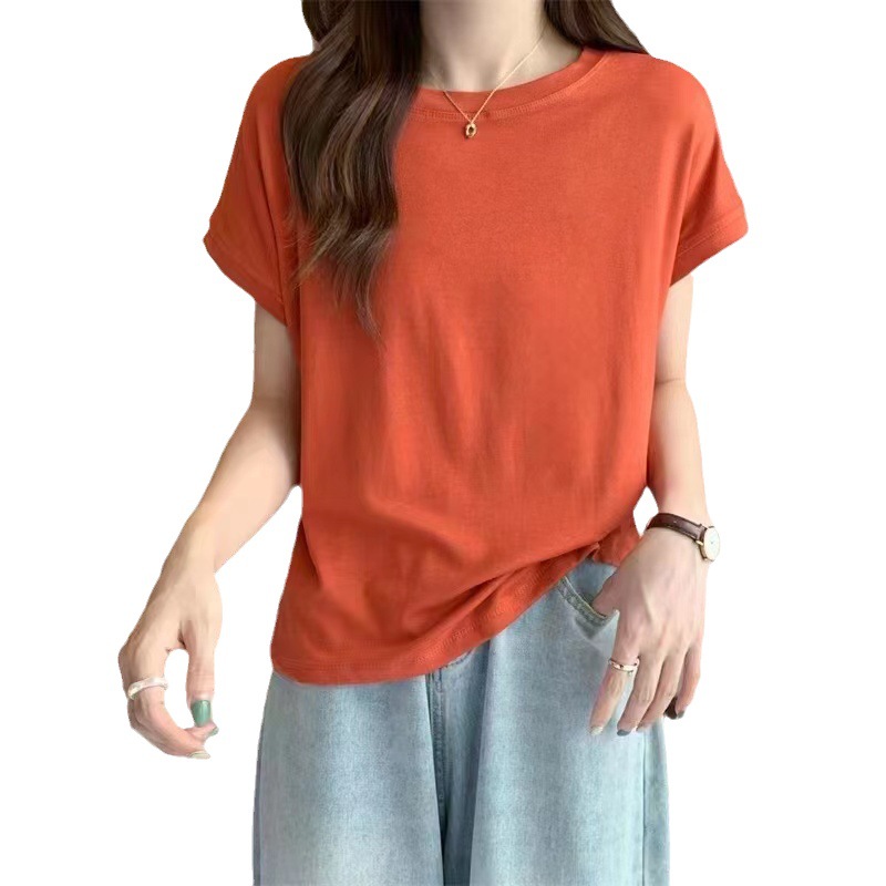 Feifei Sleeve short-sleeved T-shirt for women, 260g small Feifei sleeve solid color light version, one-sleeve European style thin top, base layer, sent on delivery Item Picture
