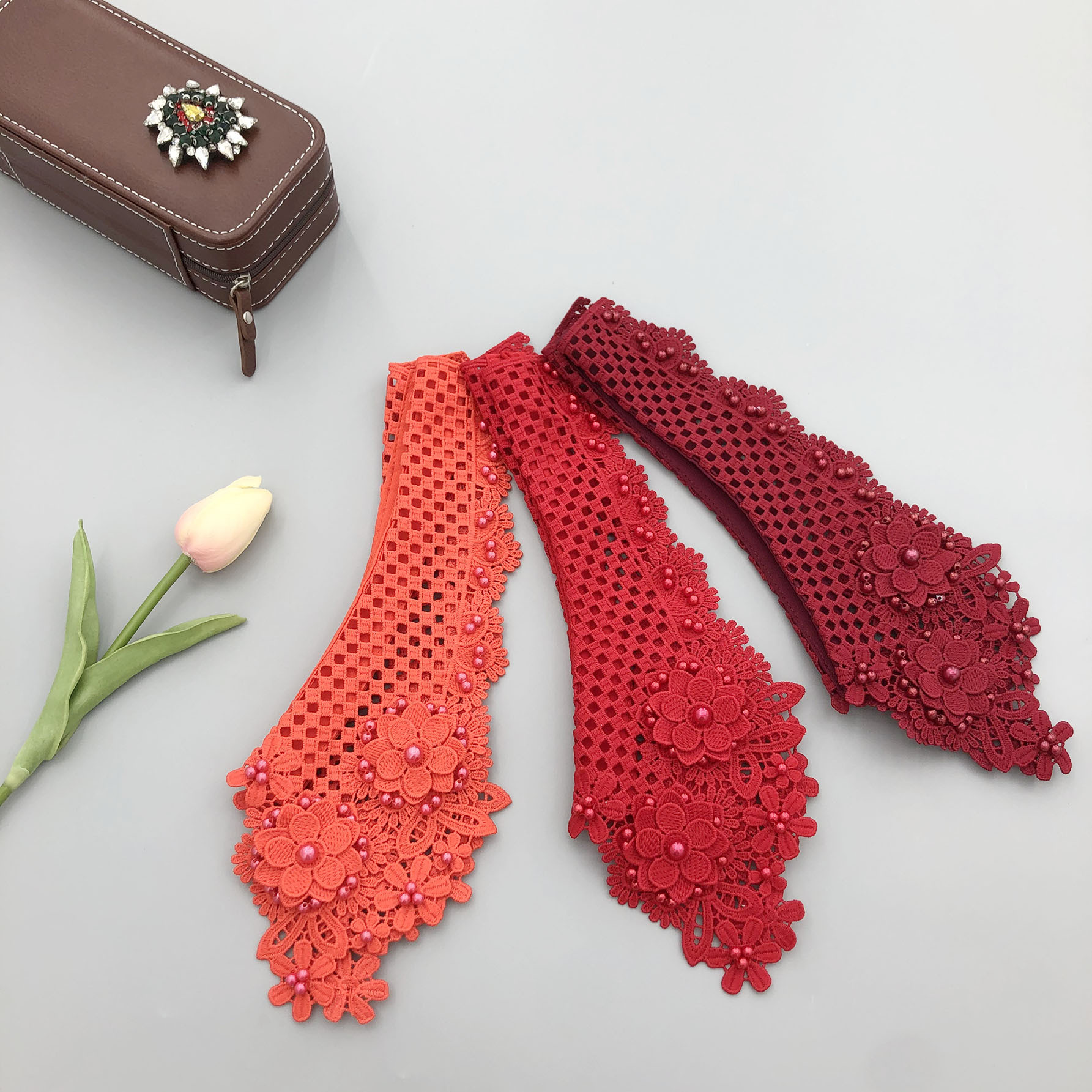 重工钉珠假领子细节图