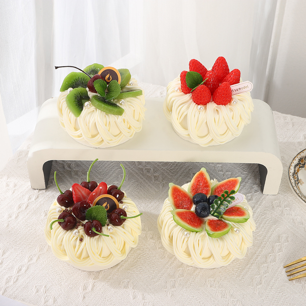 唯美奶油水果蛋糕裱花蛋糕模型创意家居圆形蛋糕摆饰影视道具批发