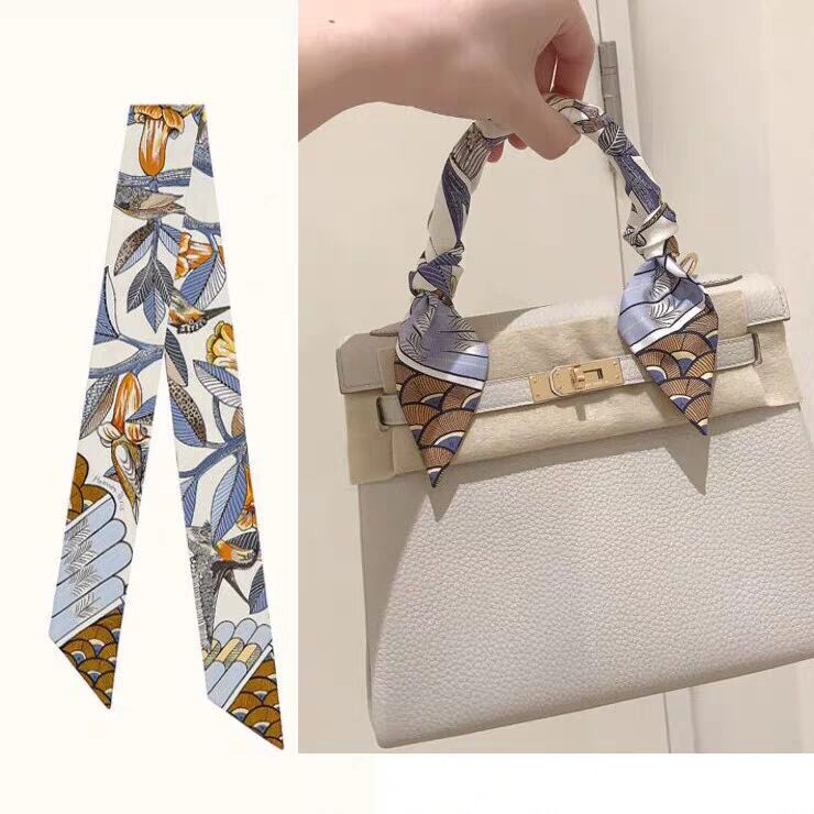 h's new 2024 best-selling silk wrap bag, tie bag handle, silk scarf tie bag, ribbon decoration, flowing ribbon and hair band details Picture