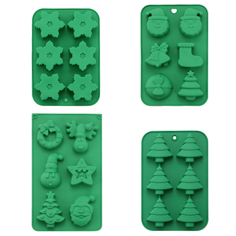 Cross-Border Christmas Mold Silicone Mold Christmas Tree Gingerbread Man Snowflake Christmas Mold Biscuit Candy Mold details Picture