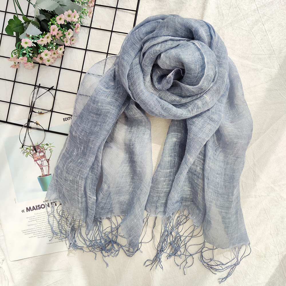 Japanese Renaissance Retro Linen Scarf Female Summer Solid Color Cotton And Linen Scarf Dirty Dyed Thin Shawl Foreign Trade Silk Scarf Female Specification drawing