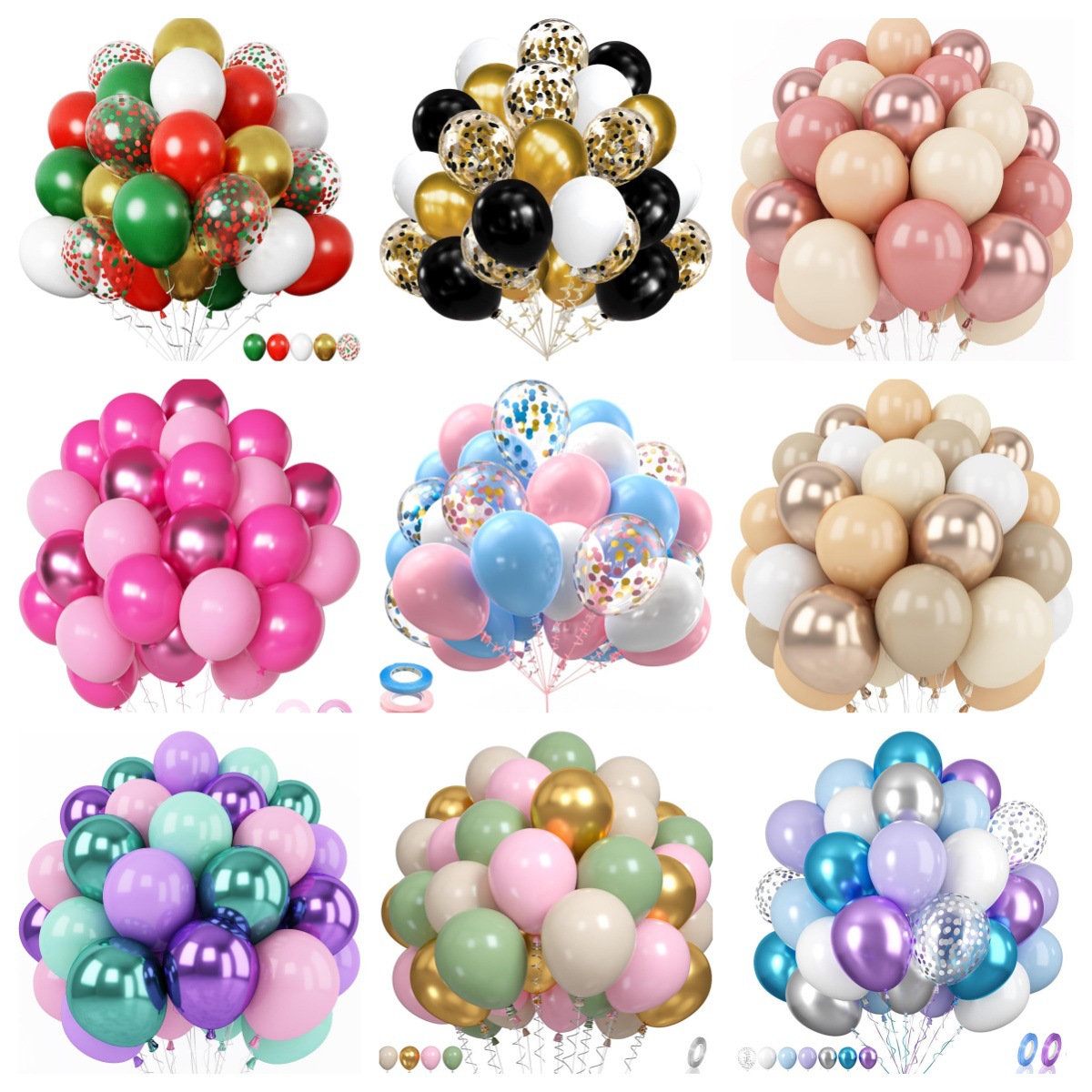 Cross-border 30Pcs balloon set, sequin latex birthday, Amazon party decoration, wedding decoration, thickened balloons details Picture