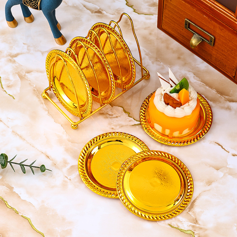 Iron Gold Cup Holder 6-Piece Home Kitchen Dish Holder Set Fruit Snack Snack Dish Candy Fruit Plate Application Scenario