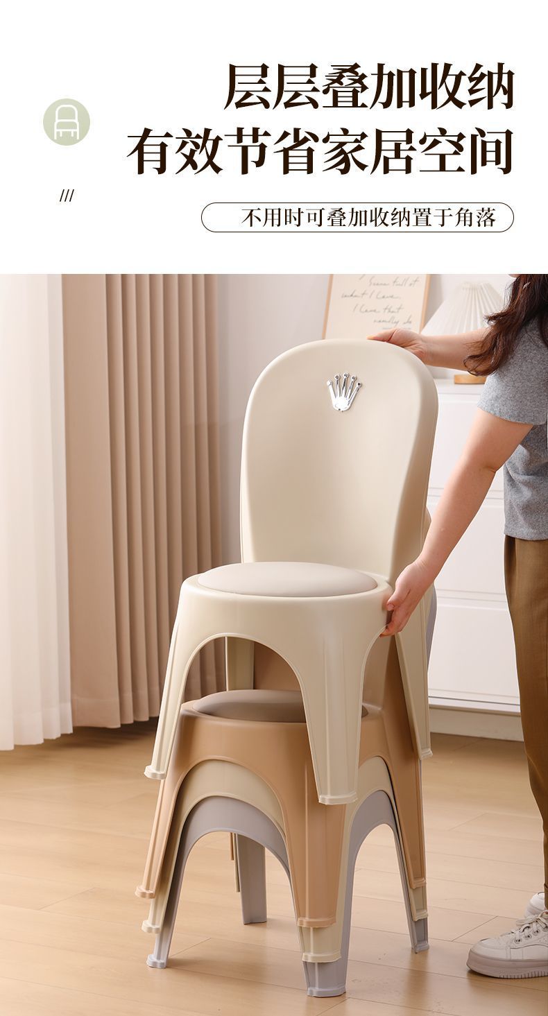 家居靠背椅加厚软包皮革塑料椅子高椅客厅卧室成人踩脚可叠放工厂详情10