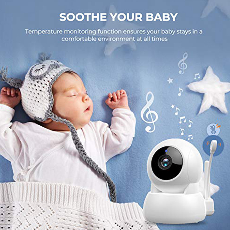 外贸订制5英寸带摇头多功能超大电池婴儿监护器baby monitor详情图4
