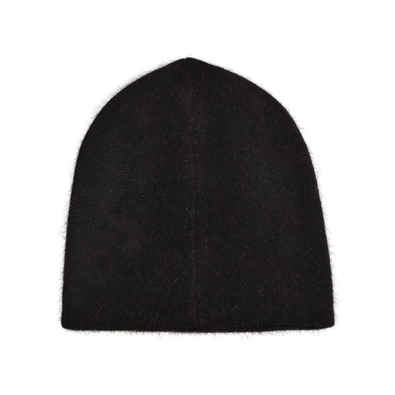 Angora Rabbit Hair High Spring Hat Women's Winter Knitted Pullover Hat Ski Hat Warm Earflaps Pile Hat Item Picture