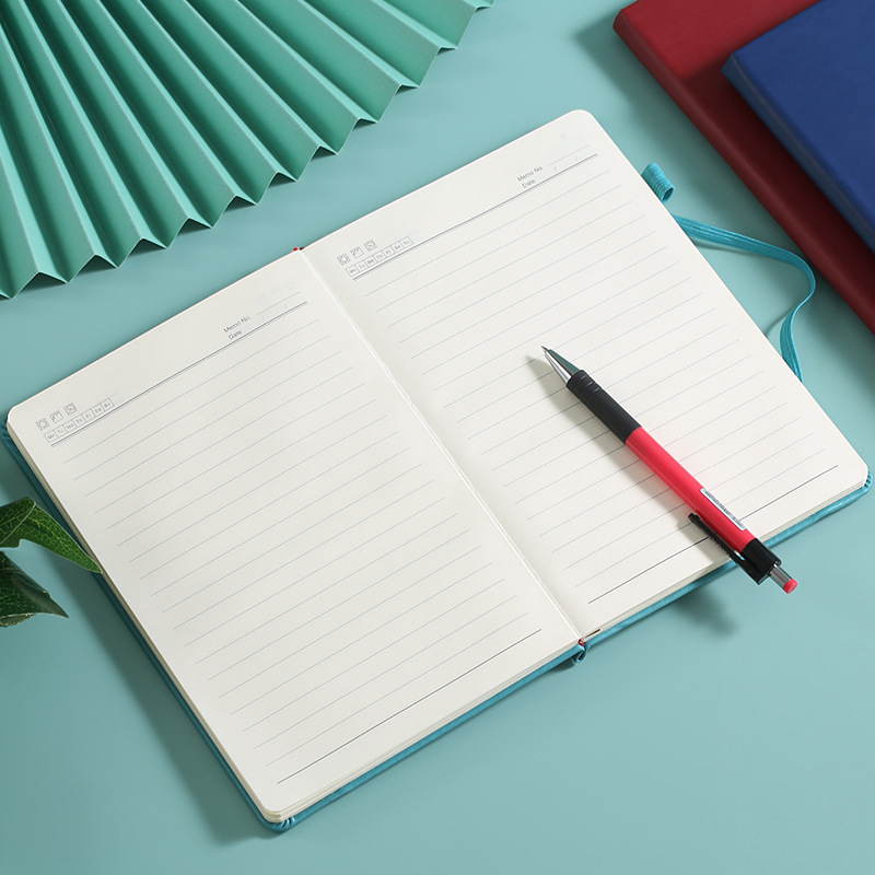 A5 Business hard surface PU strap notebook with LOGO printing, fresh and simple hand-held notebook, cross-border trade notepad Application Scenario