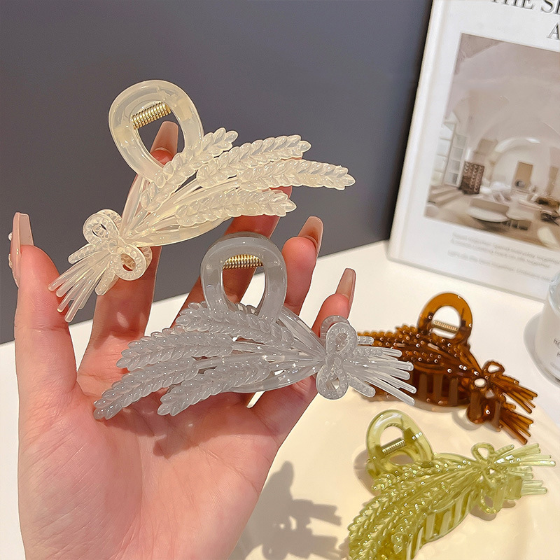 Spring and summer bestsellers: Wheat ear hair clips for women, simple and creative, back of the head hair claw clips, shark clips, hair accessories and headwear Specification image
