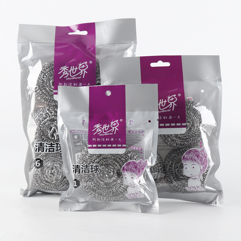 [Show World] Steel Ball Stainless Steel Dishwashing Pot Brush Clean Ball Kitchen Household Wire Ball details Picture