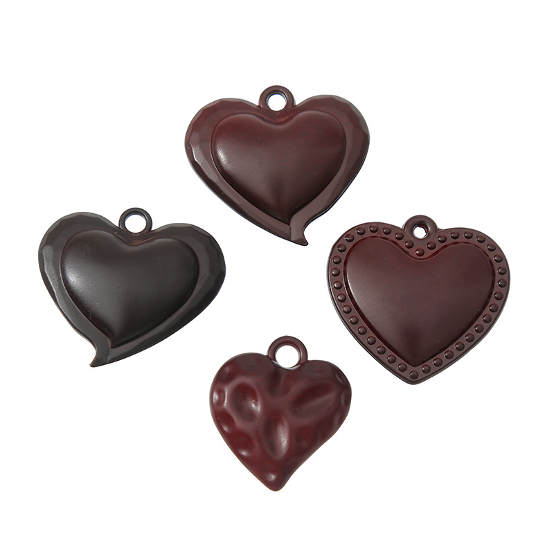 Imitation wood hanging hole heart-shaped flower pendant, hanging hole hanging piece, bag hanging, acrylic pendant, diy jewelry, necklace material accessories Item Picture