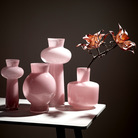 轻奢瓷粉玻璃花瓶中古粉色云塔琉璃花瓶网红客厅餐桌插花摆件家居