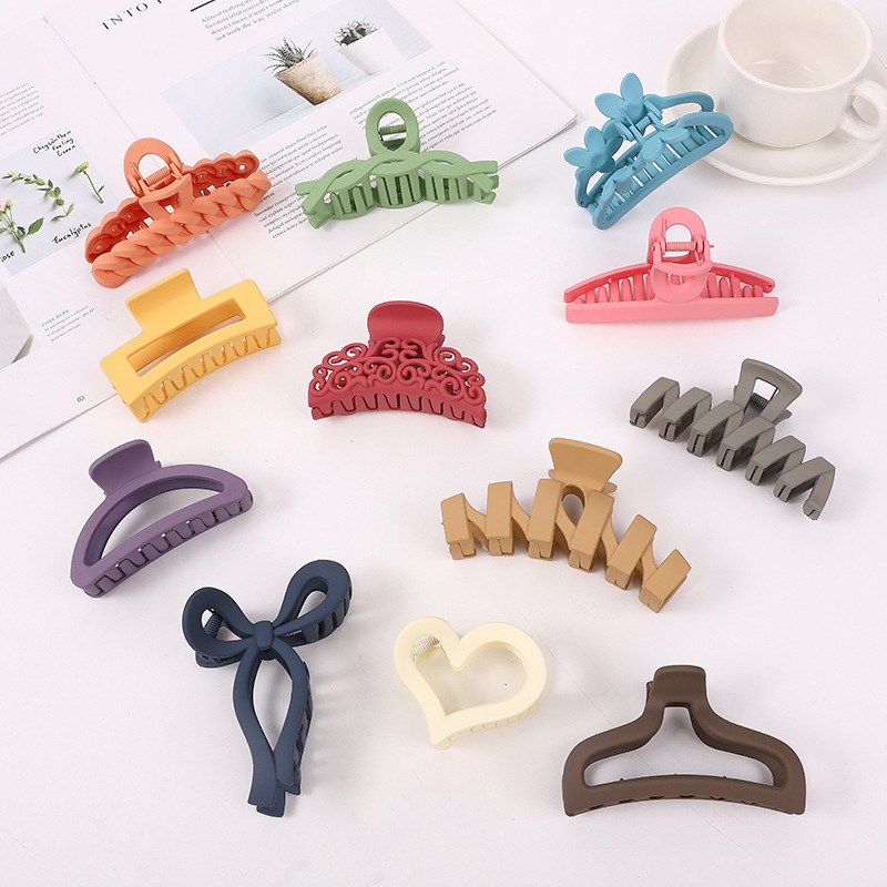 亚马逊橡皮漆大号抓夹发夹实色抓夹 两元店超市发饰头饰