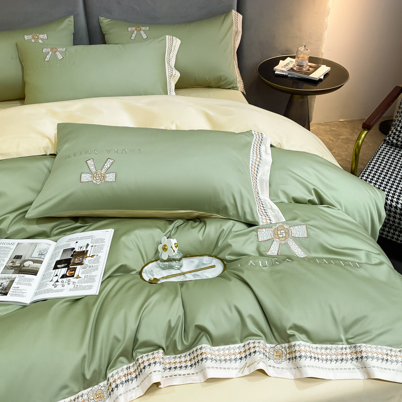 Wholesale of high-end light luxury embroidery Class A 100-count long-staple cotton pure cotton four-piece sets, all-cotton quilt covers, bed sheets and bedding Application Scenario