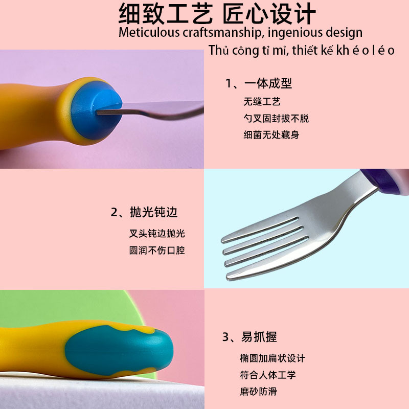 Stainless steel spoon fork Children baby set 316 short handle baby children baby stainless steel short handle spoon Application Scenario