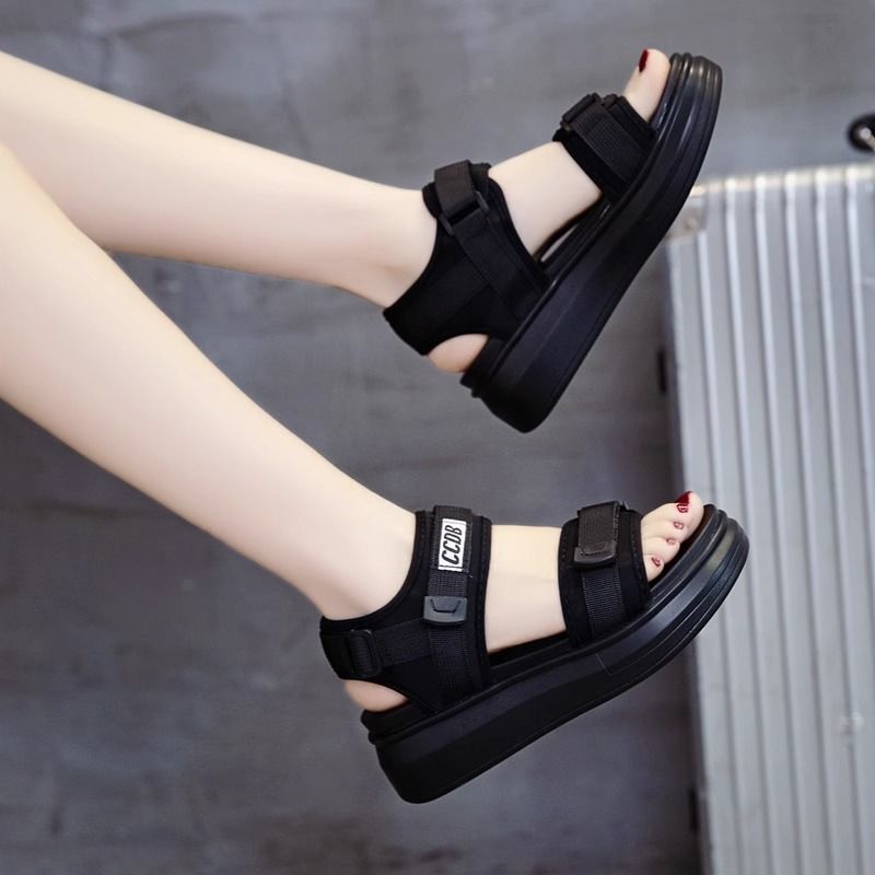 Special offer: Women's sports sandals 2025 Summer New style wedge heel fashionable dad cake shoes thick-soled outerwear beach shoes for women details Picture