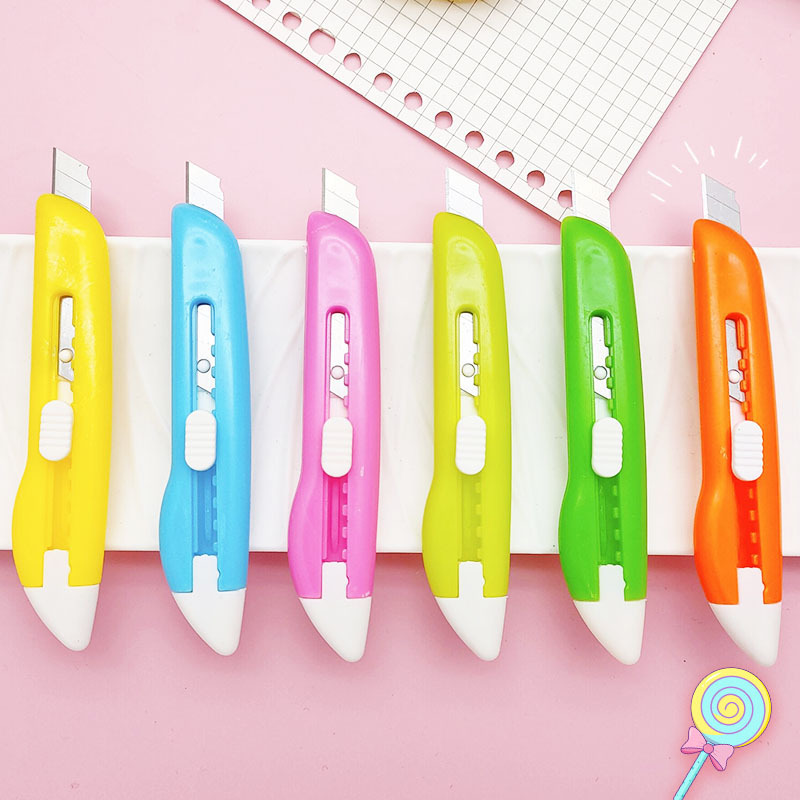 Factory direct supply of candy color to charm you, student small paper cutting knife, tool knife wholesale, planner knife, box opener details Picture