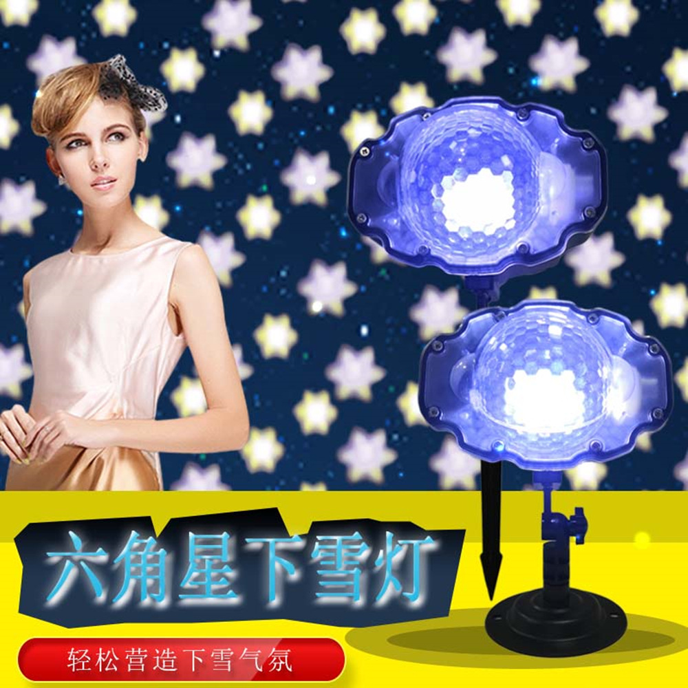 White light hexagonal star projection lamp, mini snow lamp, colorful heart hexagonal star pattern, large-area high-brightness snow flower lamp details Picture