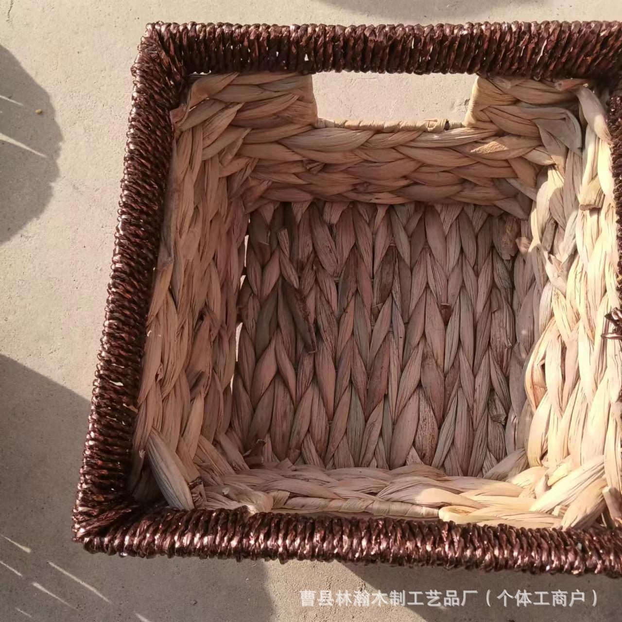 Cross-Border New Woven Storage Basket Office Desk Stationery Magazine Book Storage Basket Can Be Portable Straw Storage Basket details Picture
