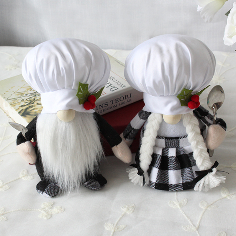 Hong Kong Love Christmas decorations Creative Dwarf Chef Action figure Holiday plush doll Chef Festival Faceless doll Application Scenario