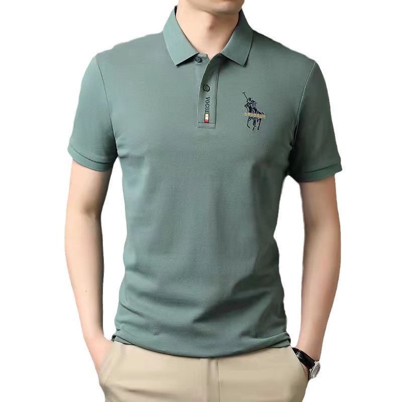 Summer's new short-sleeved men's fashion trend brand pure cotton men's polo shirt, business casual lapel short-sleeved T-shirt for men Item Picture