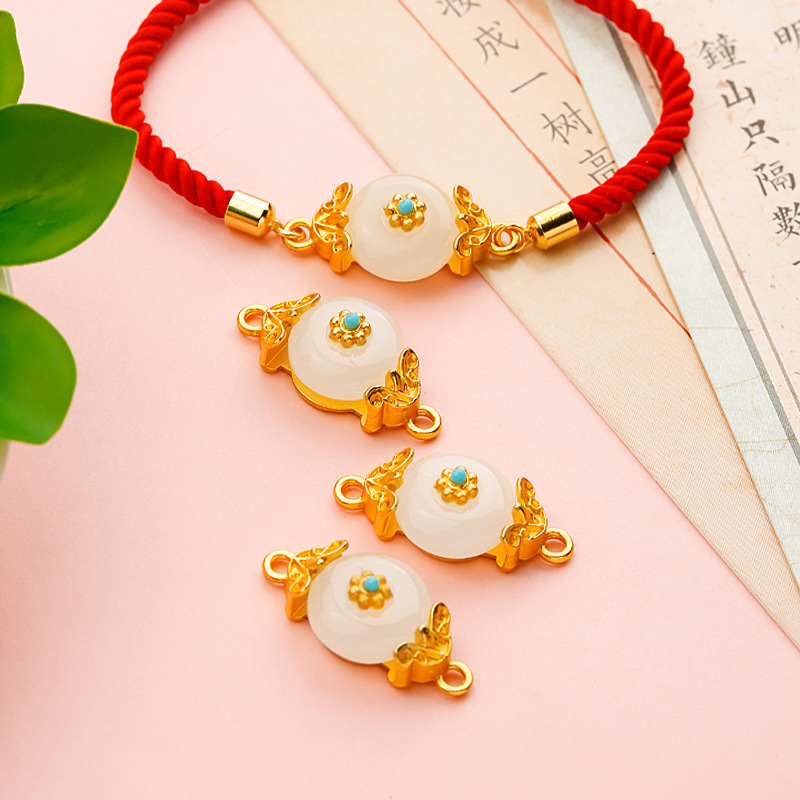 Wholesale of new Chinese-style series DIY ancient-style gold accessories, peace buckle, double-buckle bracelet, necklace, pendant and small pendant
