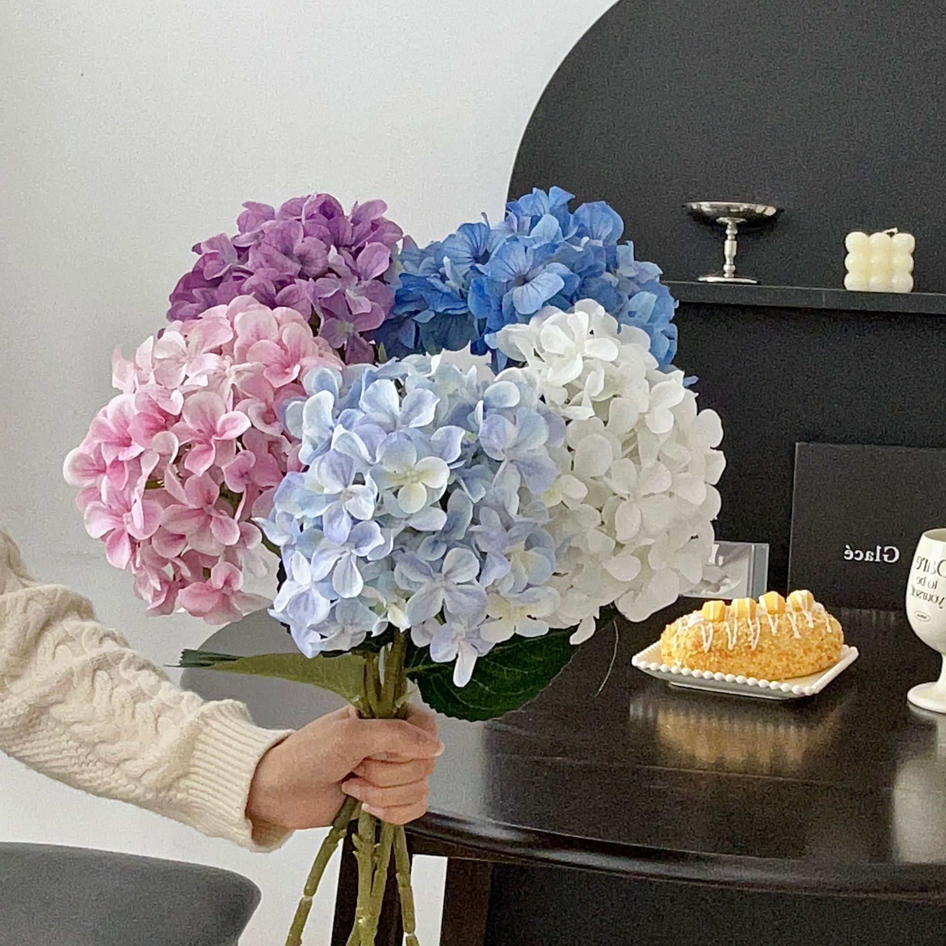 3D打印艾莎绣球花仿真花束高档客厅假花茶几餐桌摆件卧室干花装饰