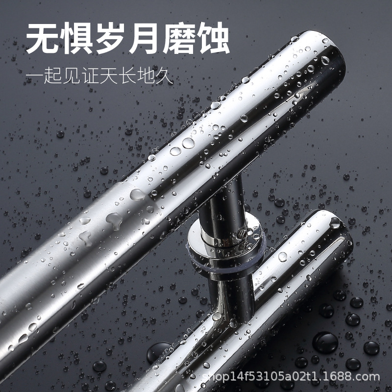 Stainless steel glass door handle, framed or frameless door, wooden door handle, project, round tube handrail details Picture