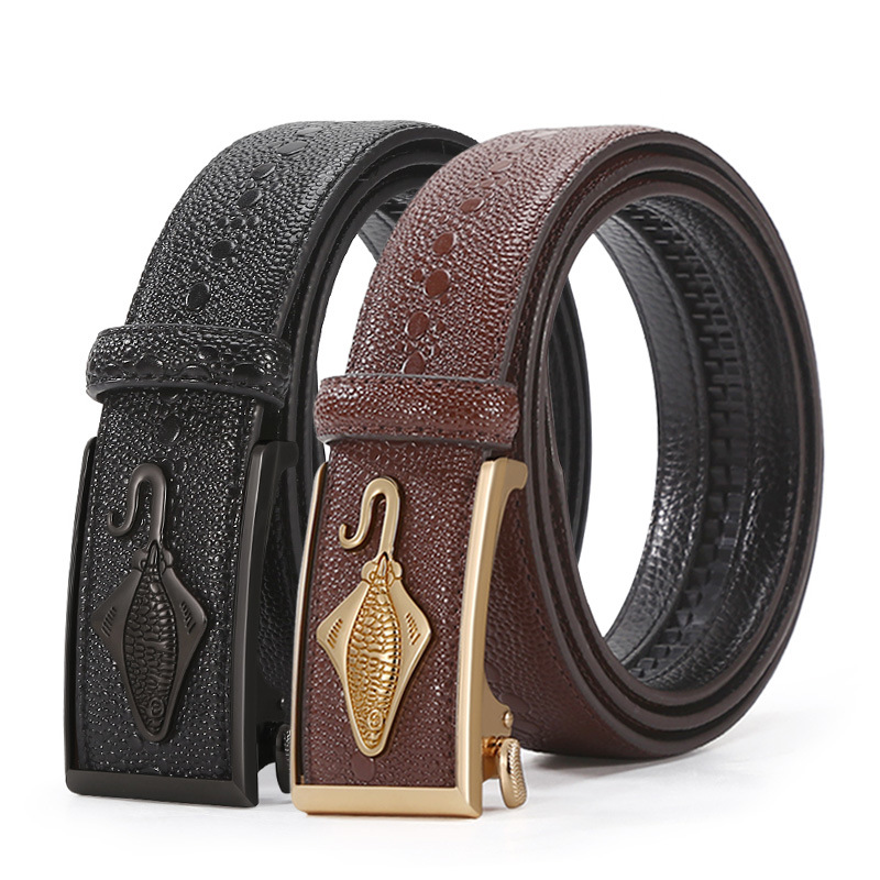 New Men's Pearl Crocodile Belt In The Youth Fashion Personality Automatic Buckle Leather Belt Spot Wholesale