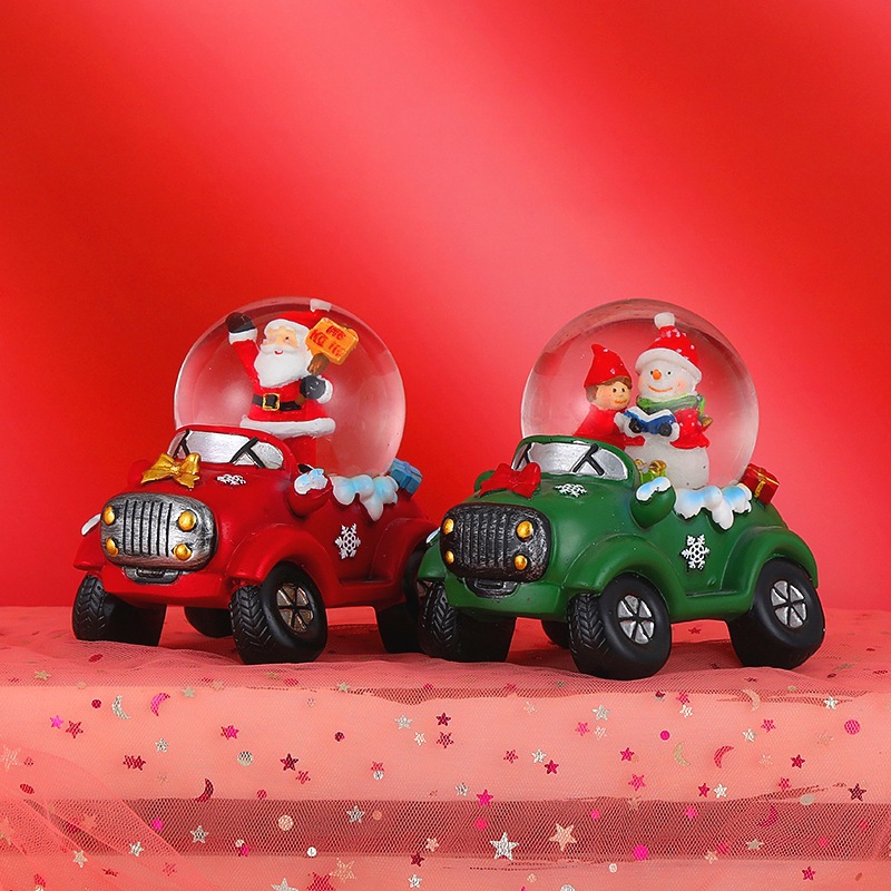 新款圣诞水晶球发光水球七彩闪光飘雪玻璃球圣诞节礼物摆件装饰品