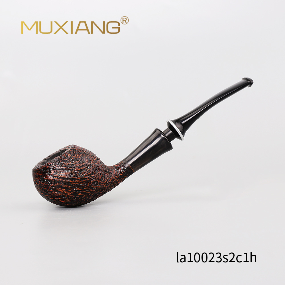 木香自由式手工实木烟斗带装饰环硫化橡胶坎伯兰烟石楠木烟斗代发