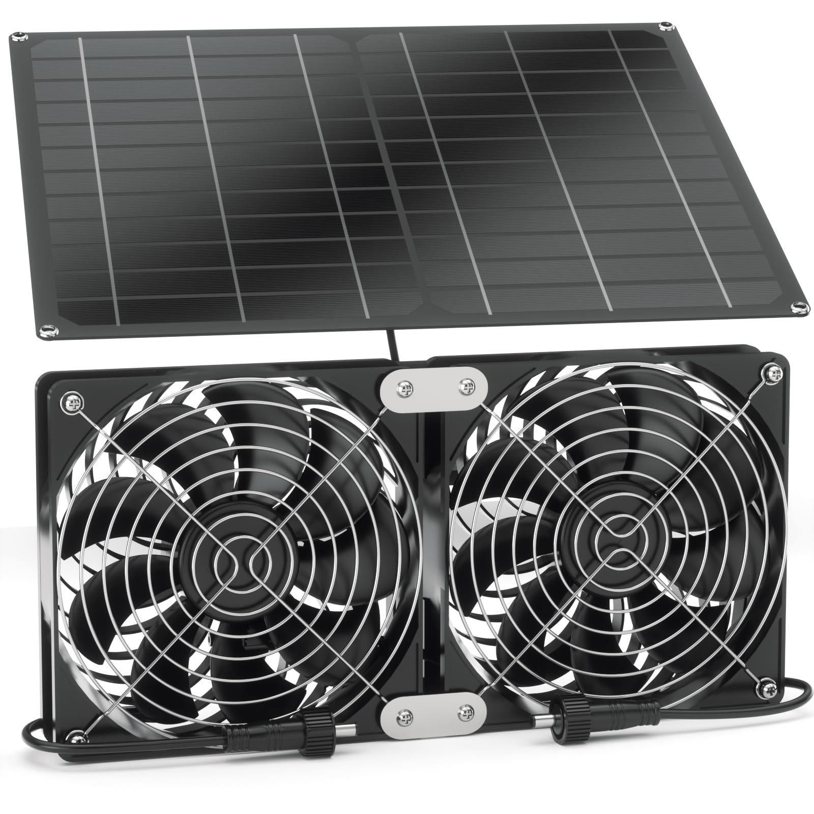 Single Crystal 15W12v Solar Pv With Two Ipx7 Waterproof Fans For Outdoor Greenhouse Coop Pets