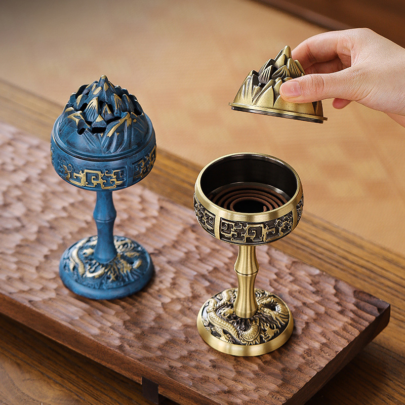 Glass Incense Burner Boshan Furnace Copper Sunk Sandalwood Incense Tools To Play Incense Seal Dish Incense Household Indoor Incense Burner Decoration