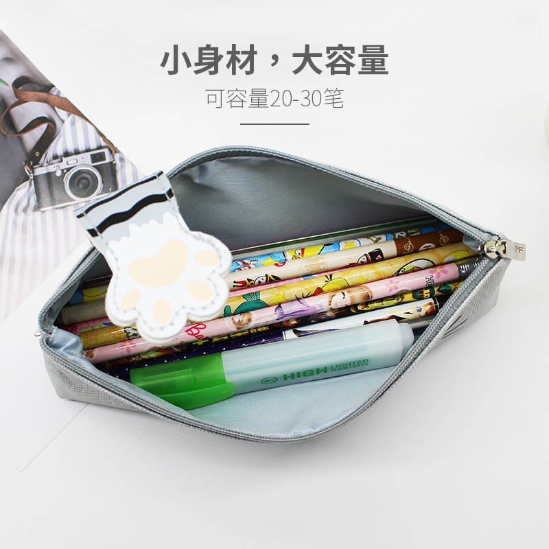 Button Nylon Pen Bag Cute Creative Simple High Appearance Level Teenage Male Instagram Day System Large Capacity Pen Bag Wholesale details Picture