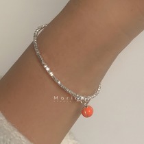 New Persimmon Ruyi broken silver bracelet whole body s925 sterling silver irregular broken silver small silver beads persimmon bracelet