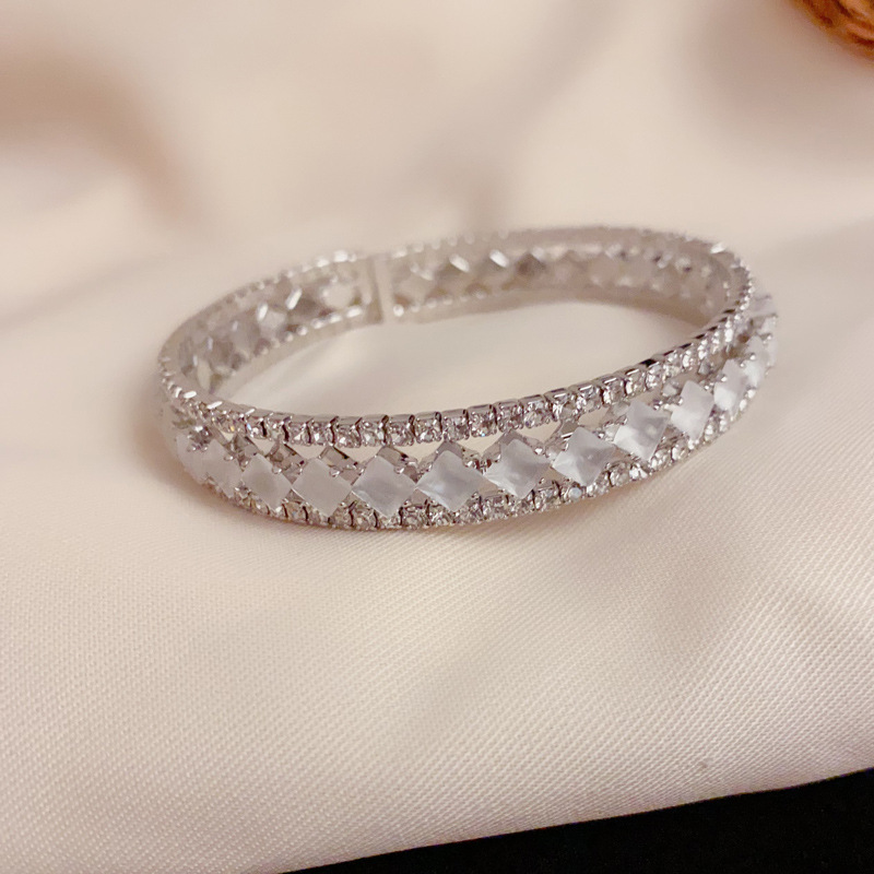 European and American style full diamond wide edge open bracelet for women, exquisite, fashionable, light luxury, versatile and super dazzling accessory source manufacturer Specification image