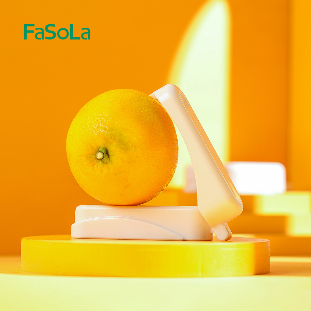 FaSoLa foldable portable orange peeler, a 301 stainless steel kitchen tool for peeling oranges and pomegranates Item Picture