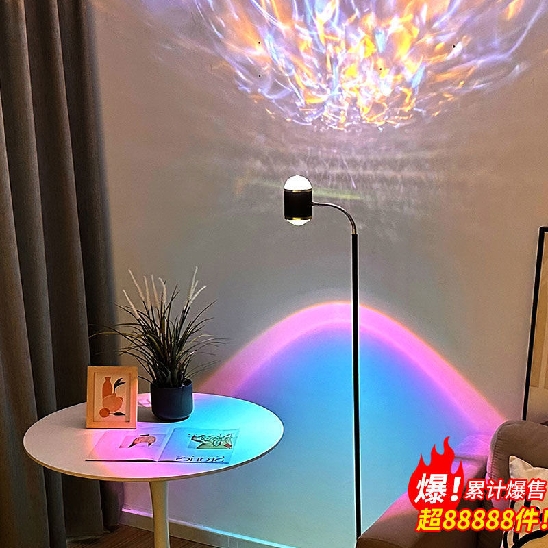 Super beautiful selfie Internet celebrity sunset projection lamp, living room photo atmosphere, bedroom floor lamp live stream water ripple sunset lamp details Picture