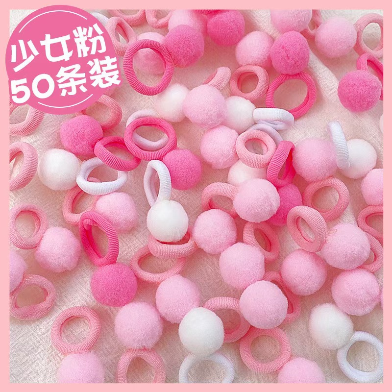 20-piece set ~ Pom-pom towel ring, candy-colored, cute, non-damaging to hair, hair tie, elastic band, versatile, sweet headwear wholesale details Picture