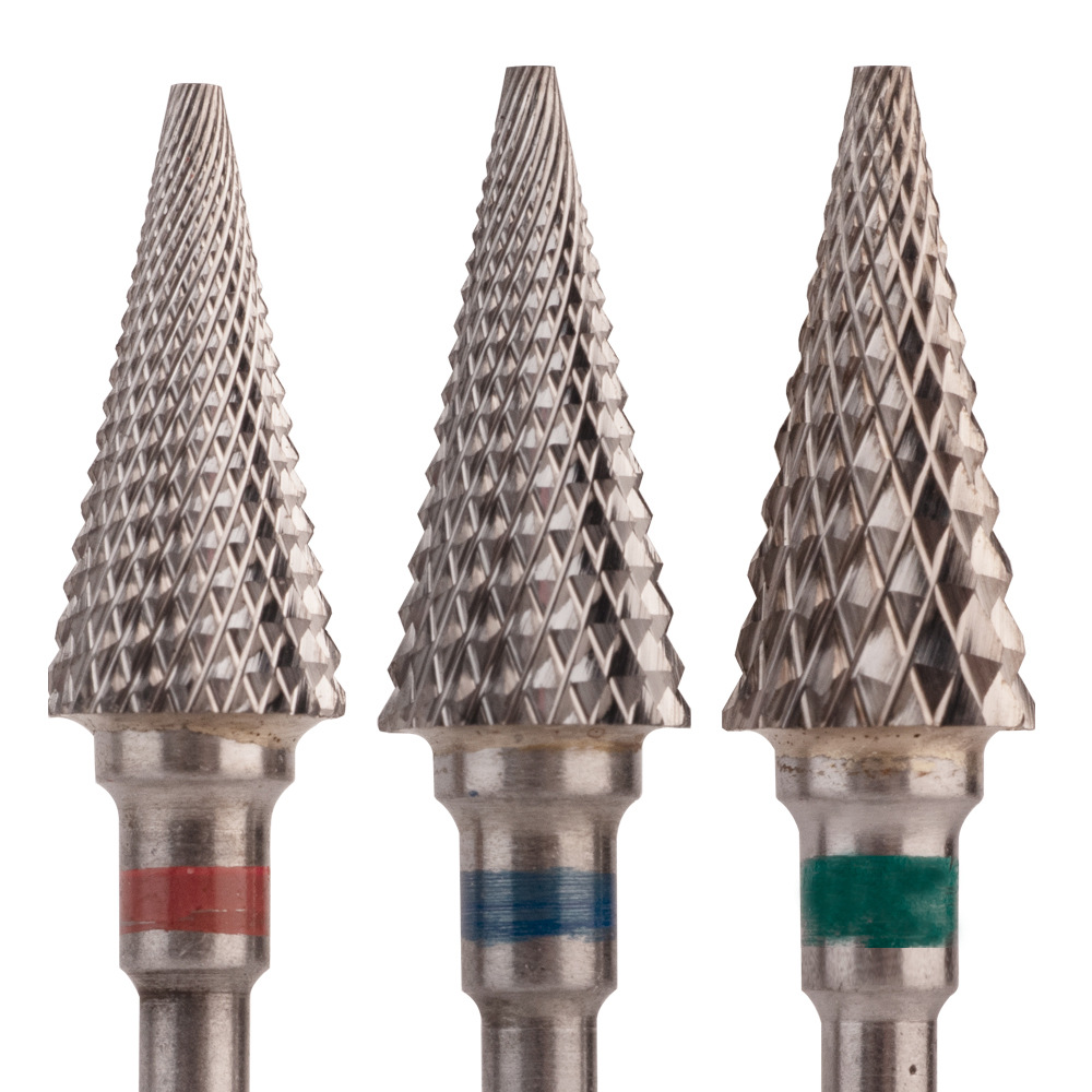 Tungsten steel alloy taper flat grinding head can be coated with color polishing nail remover nail polish taper grinding head natural color drill bit