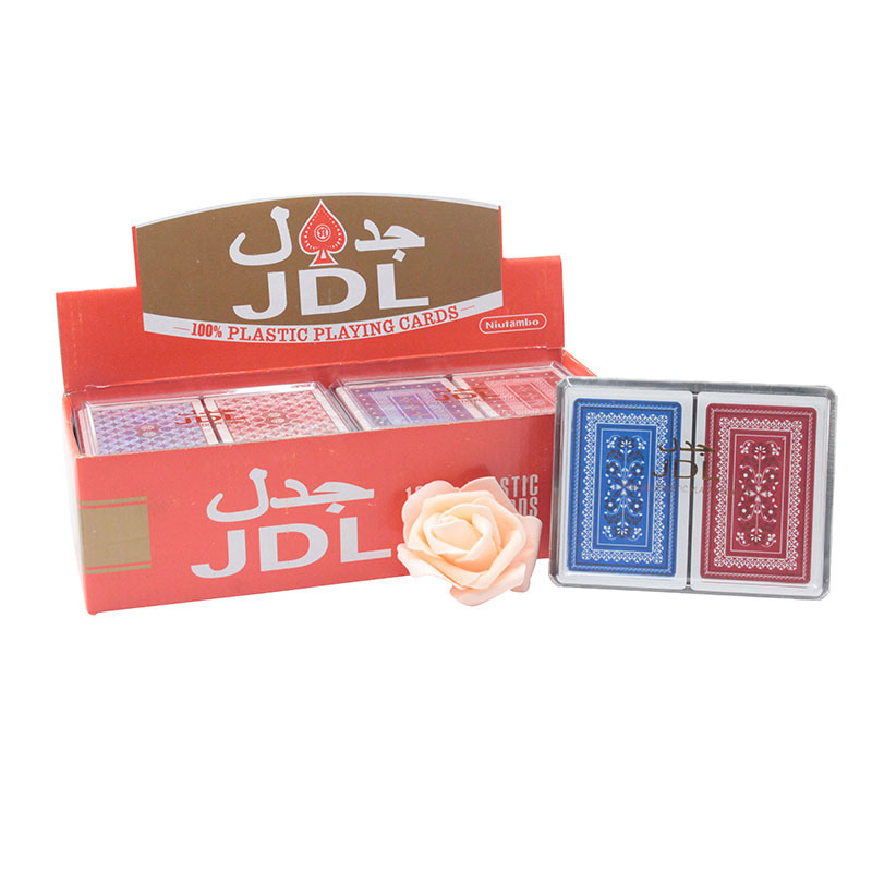 塑料扑克牌 阿拉伯JDL塑盒双付装28丝本白PVC防水耐折跨境外贸厂家直销供应