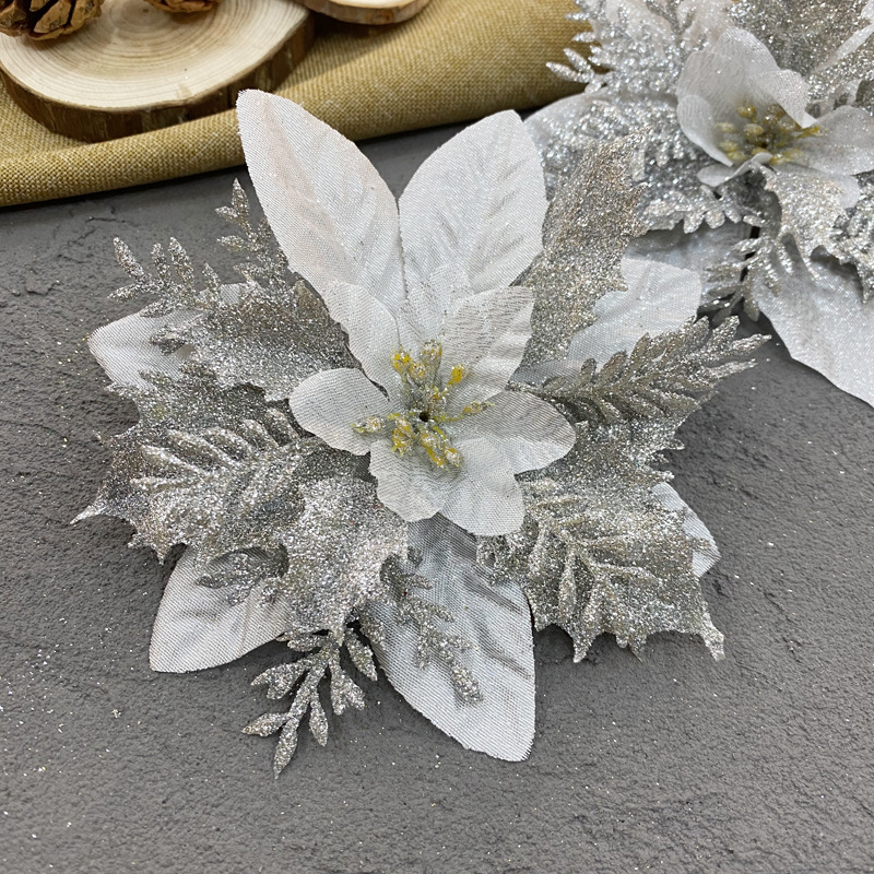 Christmas Simulation Flower Gold Powder Hollow Three-Dimensional Flower Christmas Pull Garland Decoration Accessories Wedding Festival Scene Layout Specification drawing