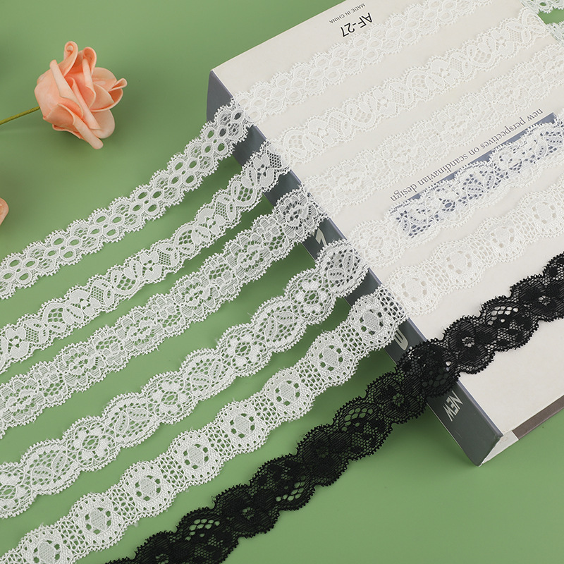 双边蕾丝花边 弹力蕾丝小花边 蕾丝条码 婚纱礼服蕾丝辅料 现货