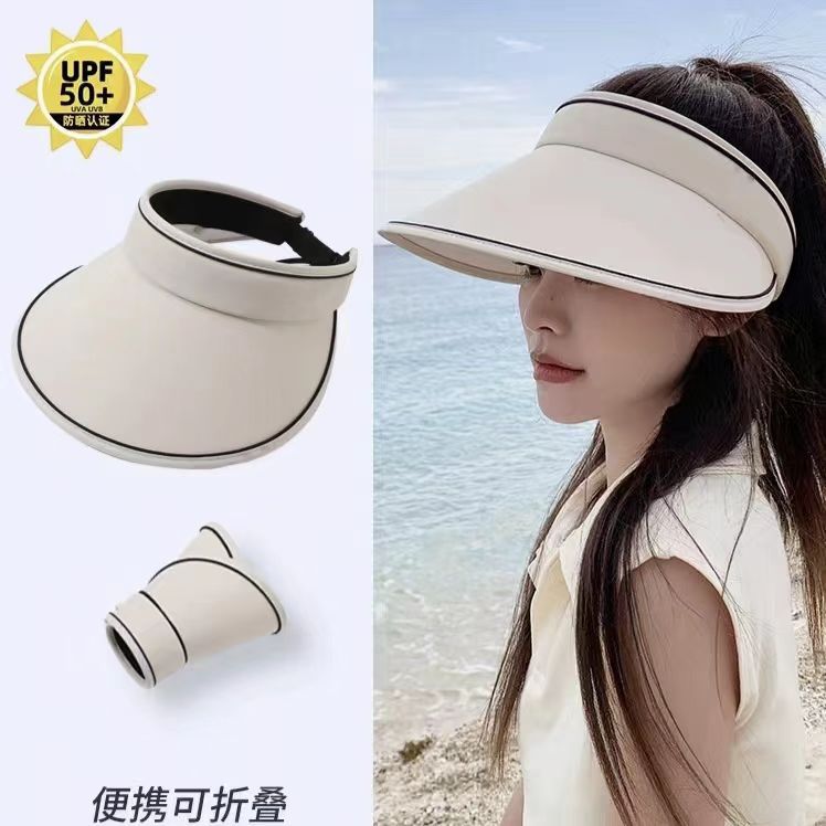 Large Brim Uv Protection Face Empty Sunblock Hat Women's Net Red Visor Outdoor Sun Hat Specification drawing