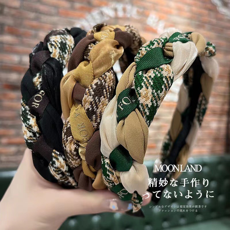 新款复古编织麻花发箍高颅顶防滑宽边头箍头饰女高级感网红发卡