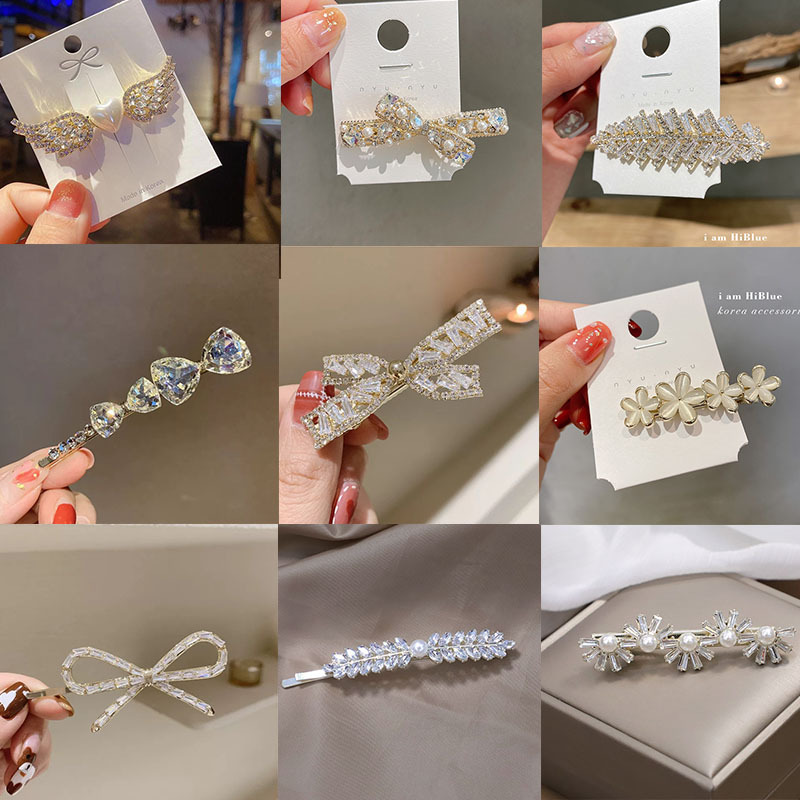 东大门高档水晶锆石发夹侧边夹刘海夹水钻一字夹顶夹时尚气质发饰
