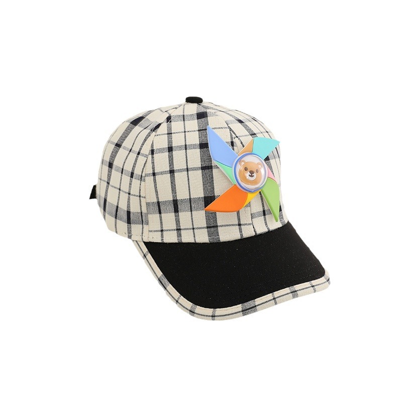 Children's Baseball Cap Children's Cap Spring New Striped Checkered Season Rotating Windmill Children's Cap Everything Baseball Cap Summer Shade Cap Item Picture